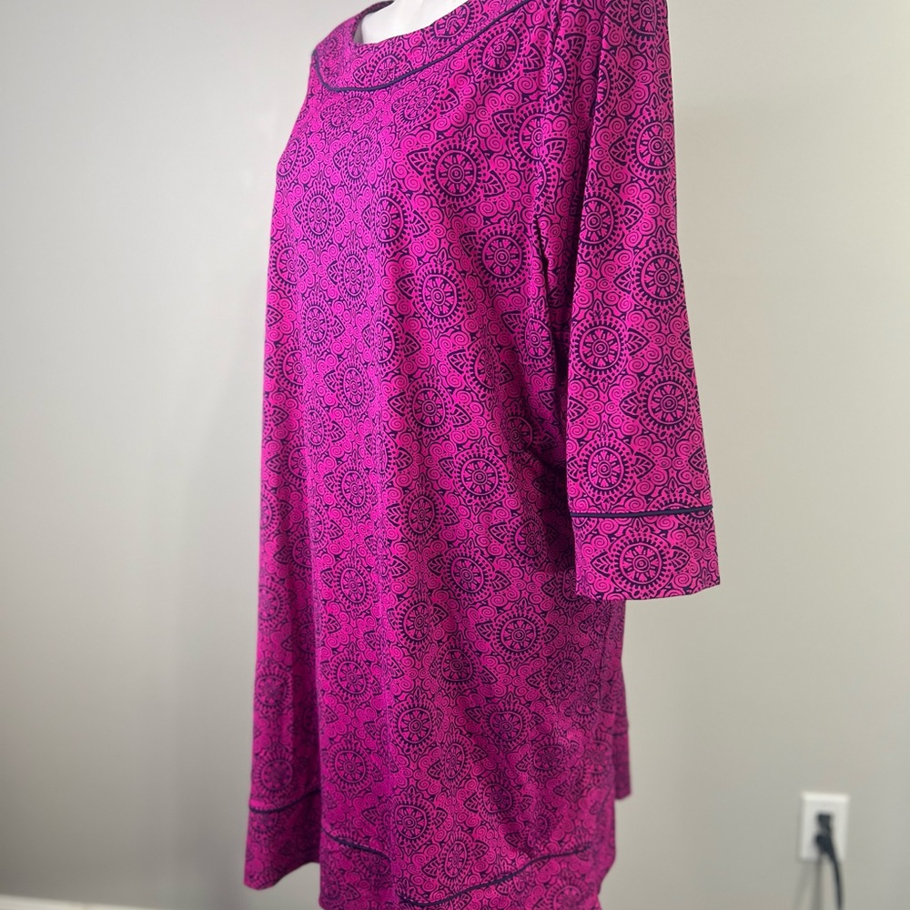 Lands End dress Womens plus size 3x Pink Magenta Navy Stretch 3/4 Sleeve casual - Picture 3 of 6